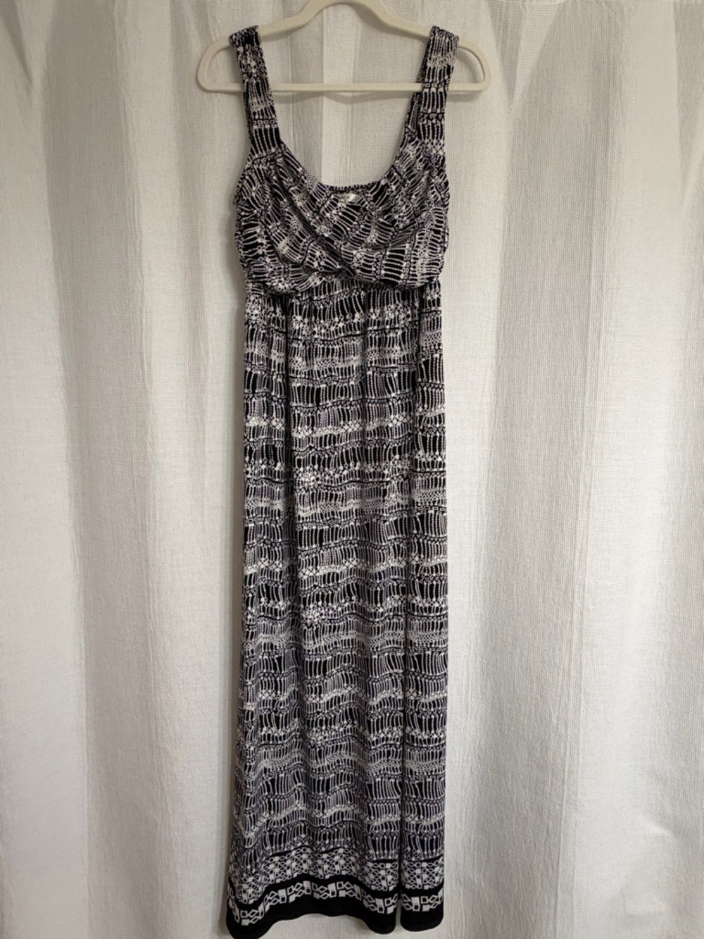 Max Studio Black & White Maxi Dress with Empire Waist